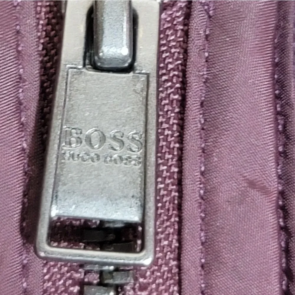 BOSS Hugo Boss 1/4 Zip Pullover Men Medium Plum Mock Neck Sweater Regular Fit